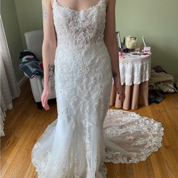 Lace Appliqué Wedding Gown White